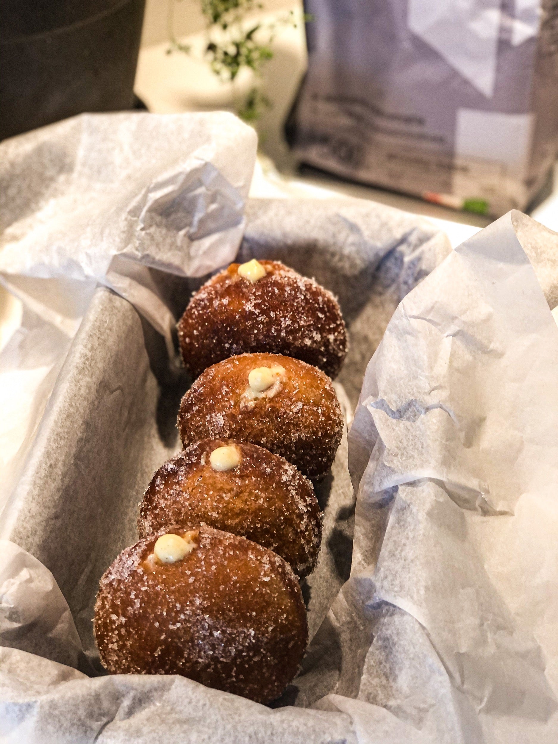 Berliners with vanilla cream with 01 Spent Grain Flour